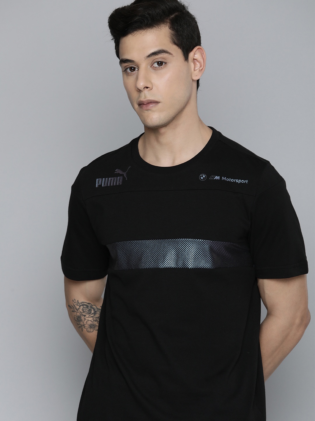 

PUMA Motorsport Men Black Printed Regular Fit Metal Energy Pure Cotton T-Shirt