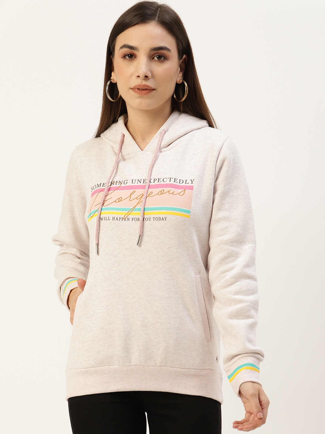 

Monte Carlo Women Pink Printed Hooded Sweatshirt