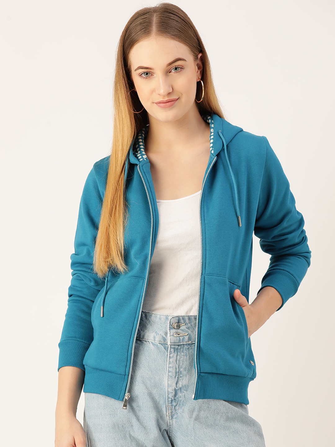 

Monte Carlo Women Teal Blue Hooded Sweatshirt