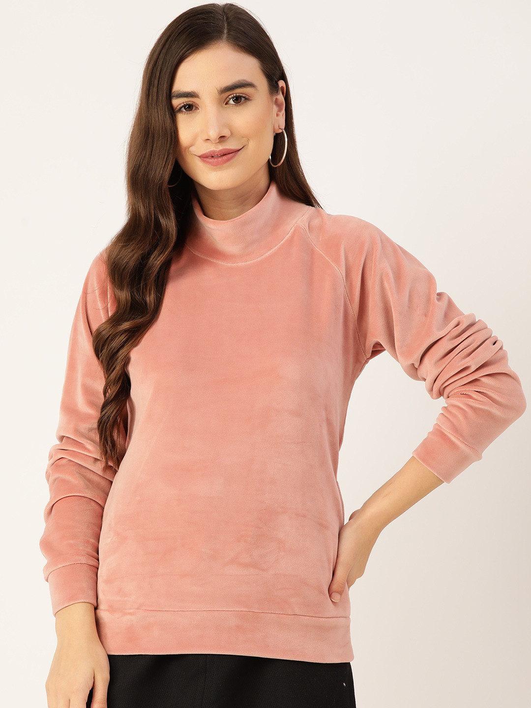 

Monte Carlo Women Dusty Pink Turtle Neck Sweatshirt, Rose