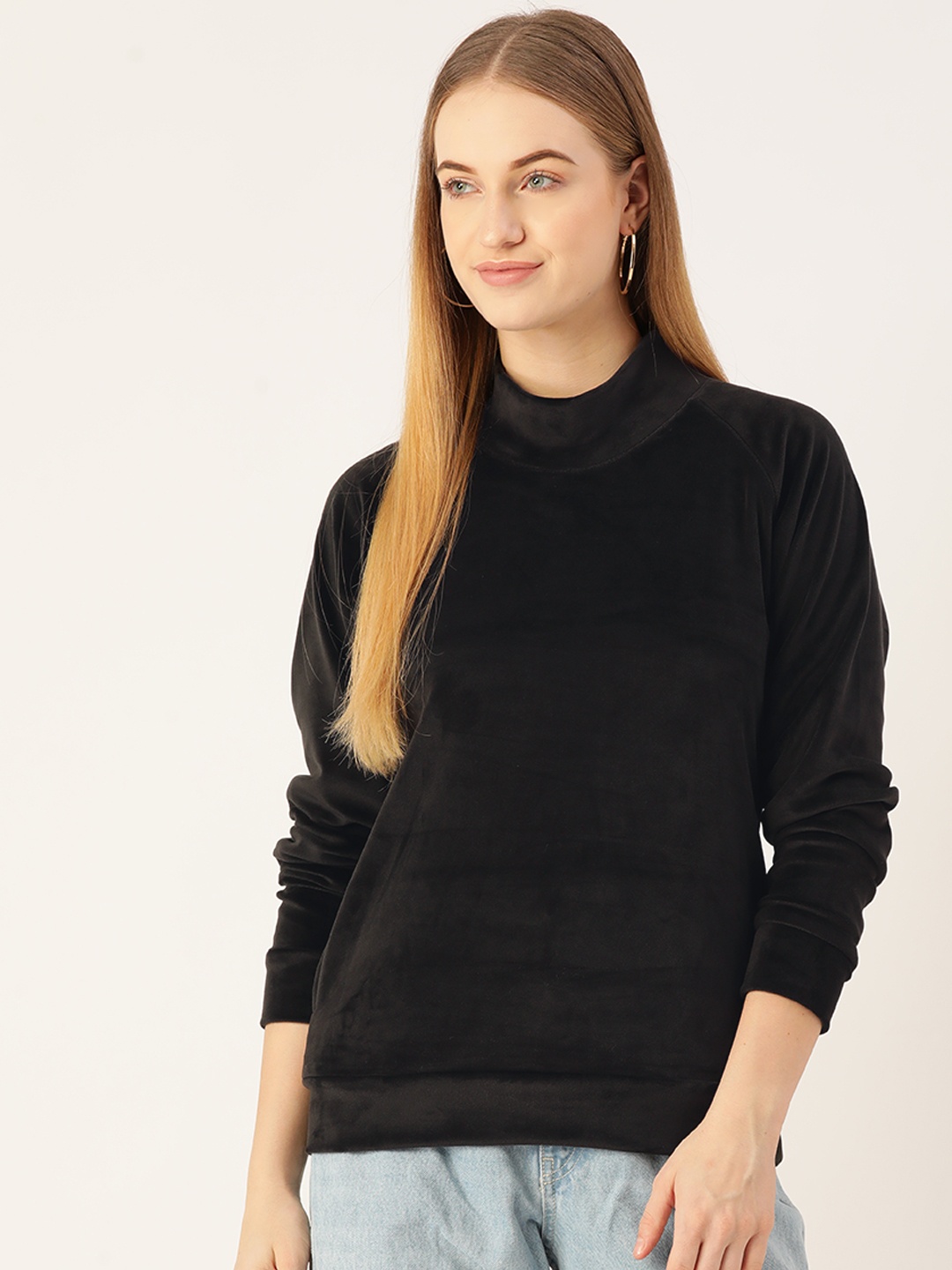 

Monte Carlo Women Black Turtle Neck Sweatshirt