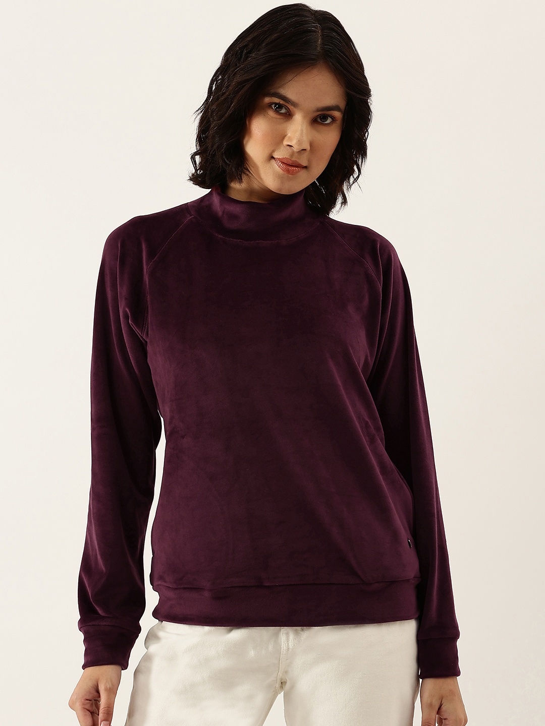 

Monte Carlo Women Burgundy Velvet Sweatshirt