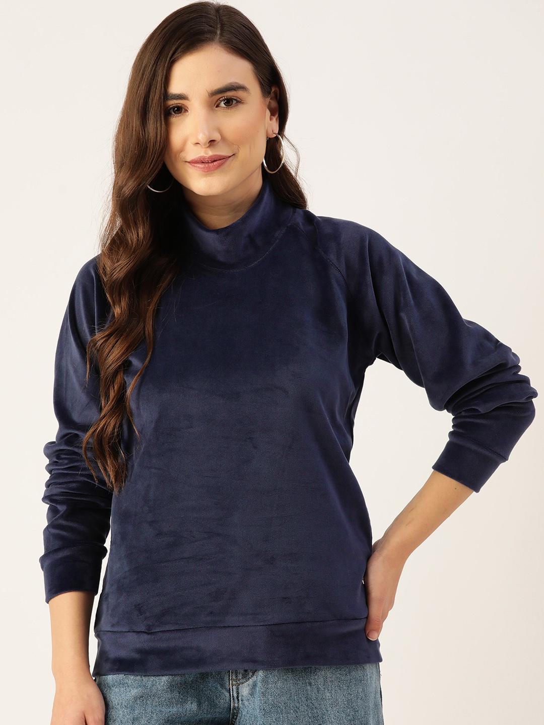 

Monte Carlo Women Navy Blue Solid Sweatshirt