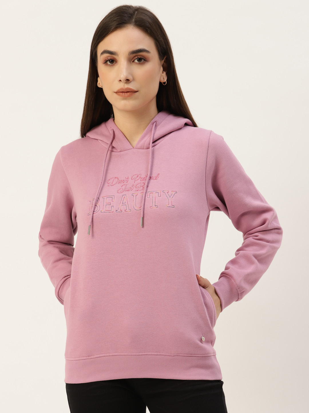 

Monte Carlo Women Purple Embroidered Hooded Sweatshirt