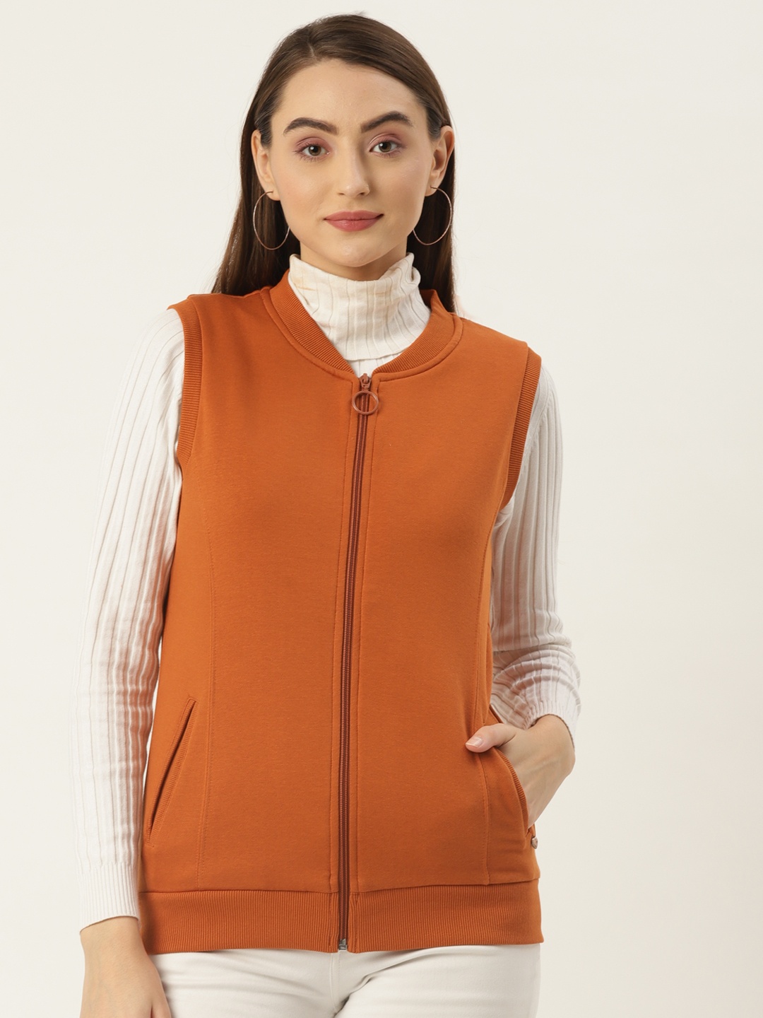 

Monte Carlo Women Mustard Brown Solid Sweatshirt
