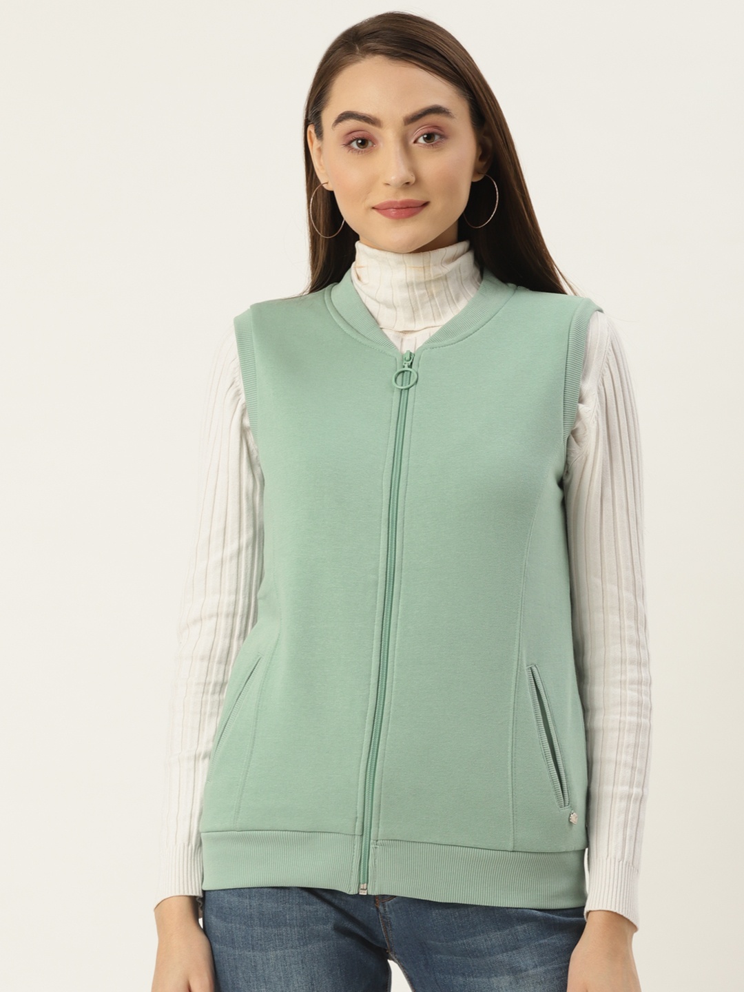 

Monte Carlo Women Green Solid Sweatshirt