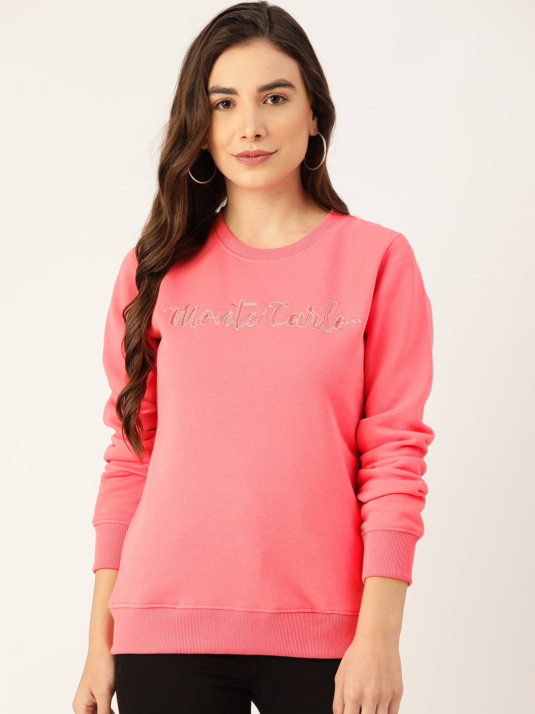 

Monte Carlo Women Pink Embroidered Sweatshirt