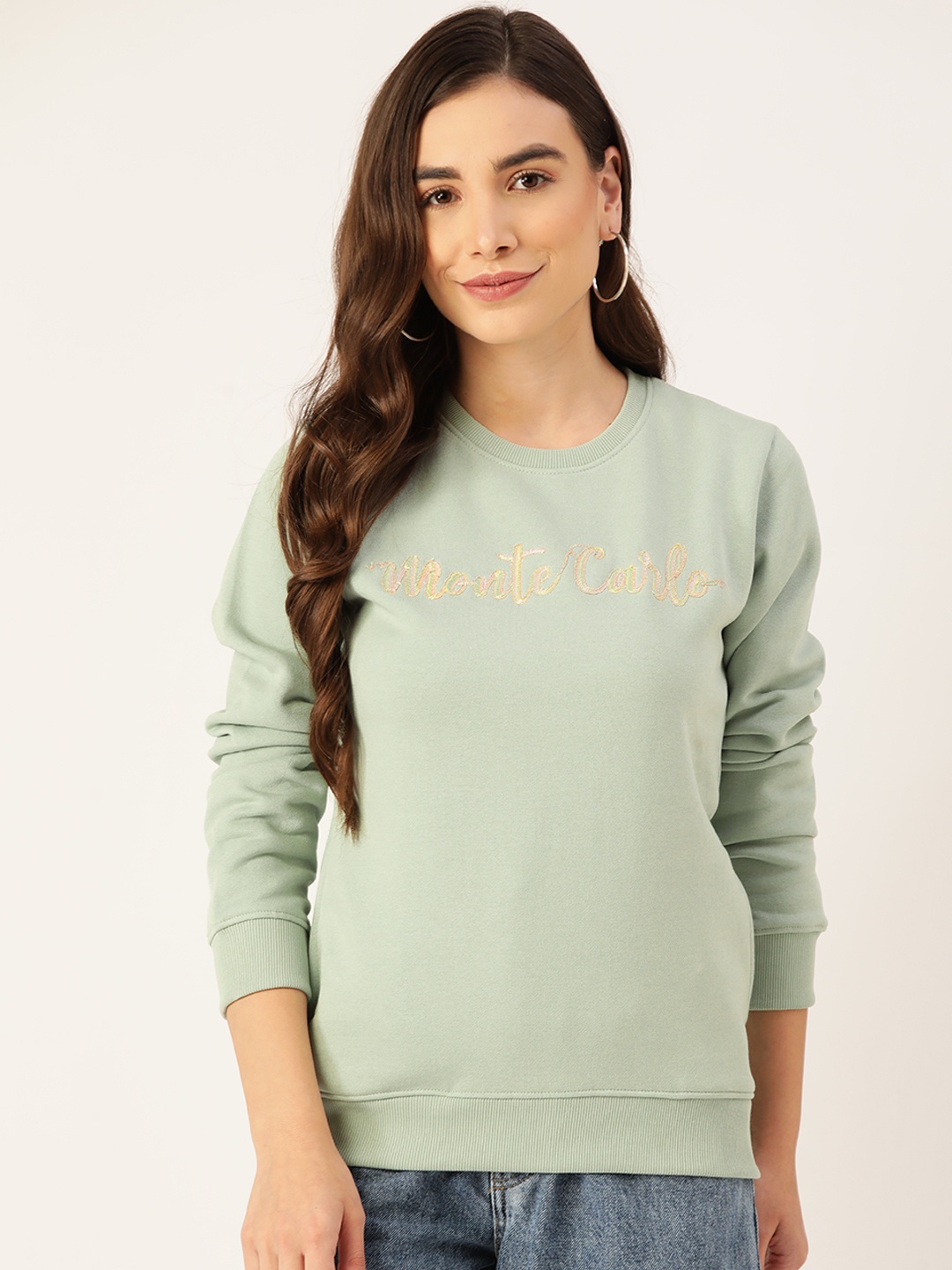 

Monte Carlo Women Green Embroidered Sweatshirt