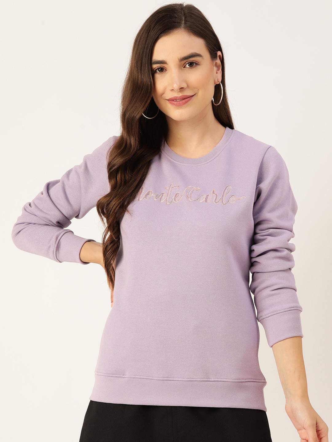 

Monte Carlo Women Lavender Embroidered Sweatshirt