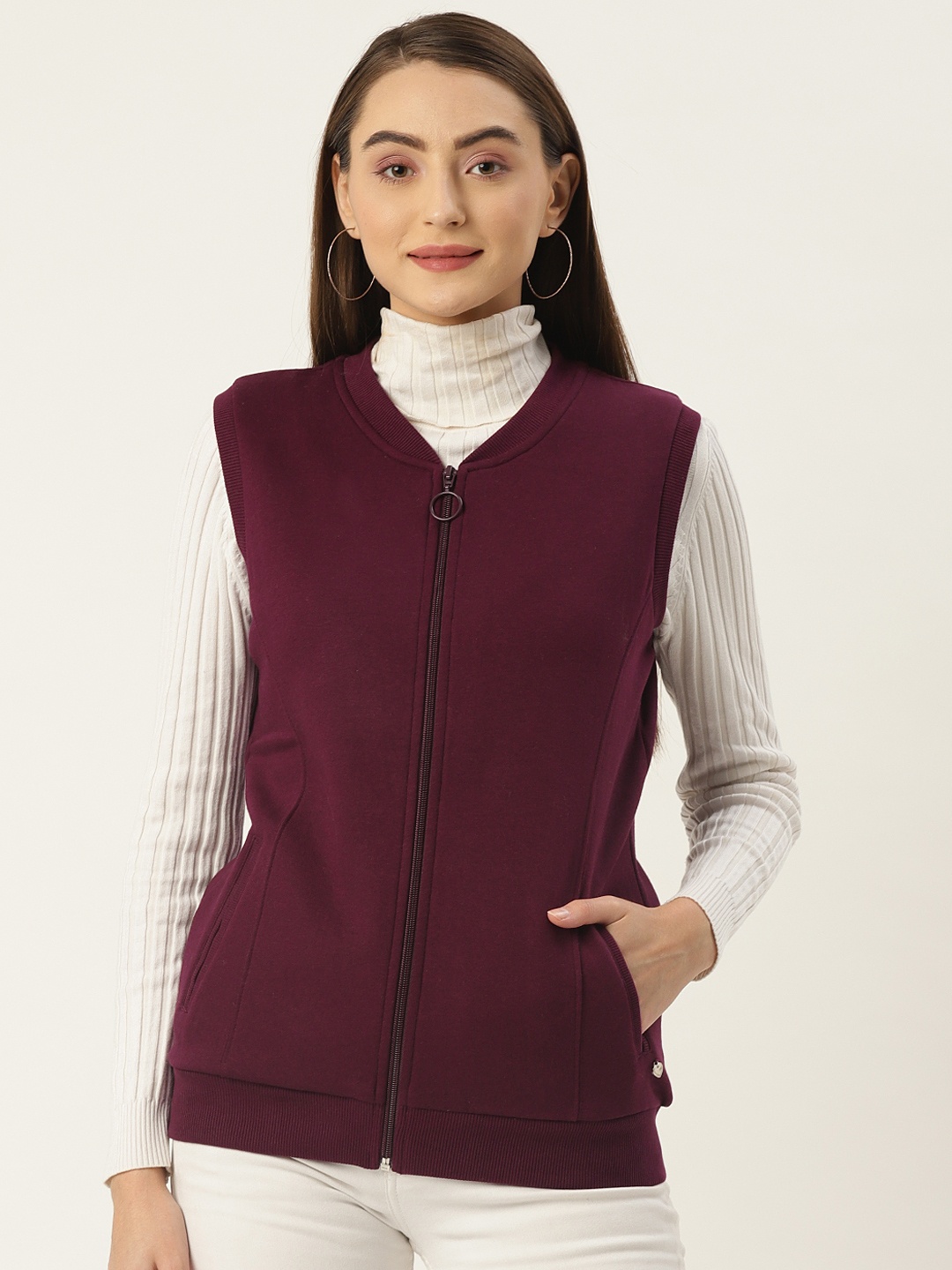 

Monte Carlo Women Burgundy Solid Sweatshirt