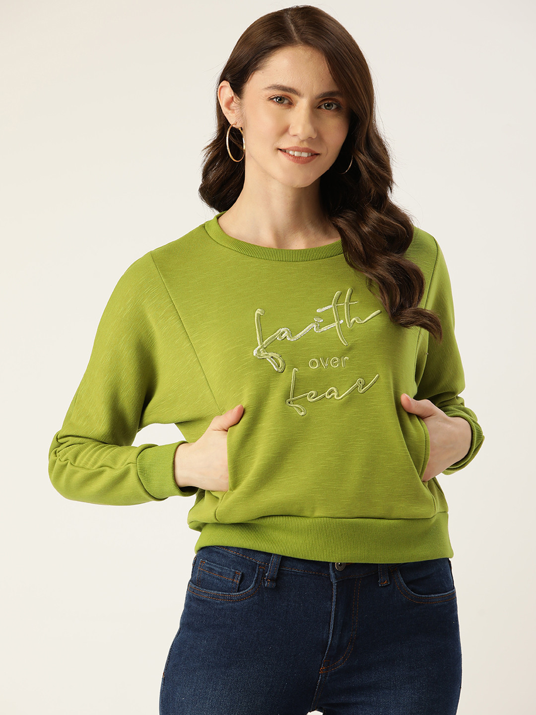 

Monte Carlo Women Green Embroidered Sweatshirt