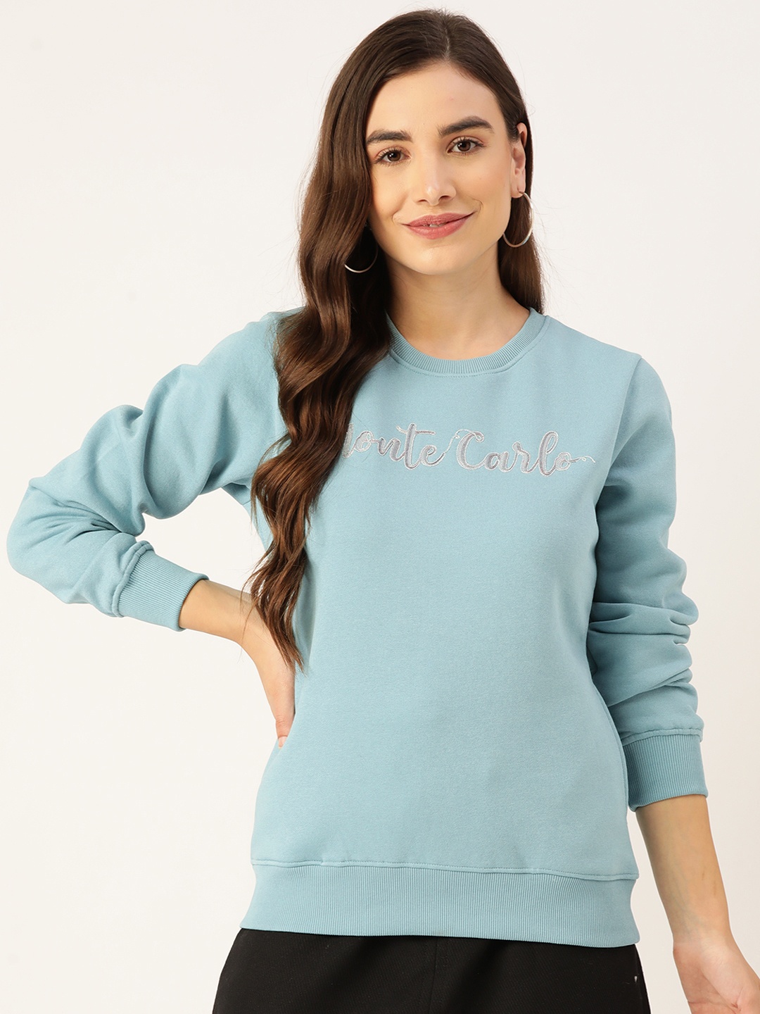 

Monte Carlo Women Blue Embroidered Pullover