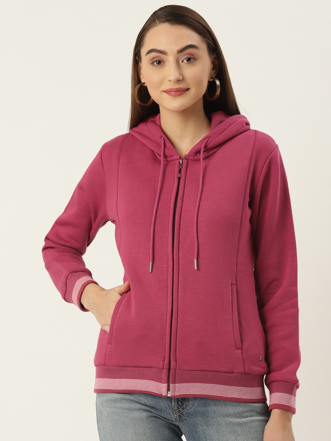 

Monte Carlo Women Pink Solid Hooded Sweatshirt
