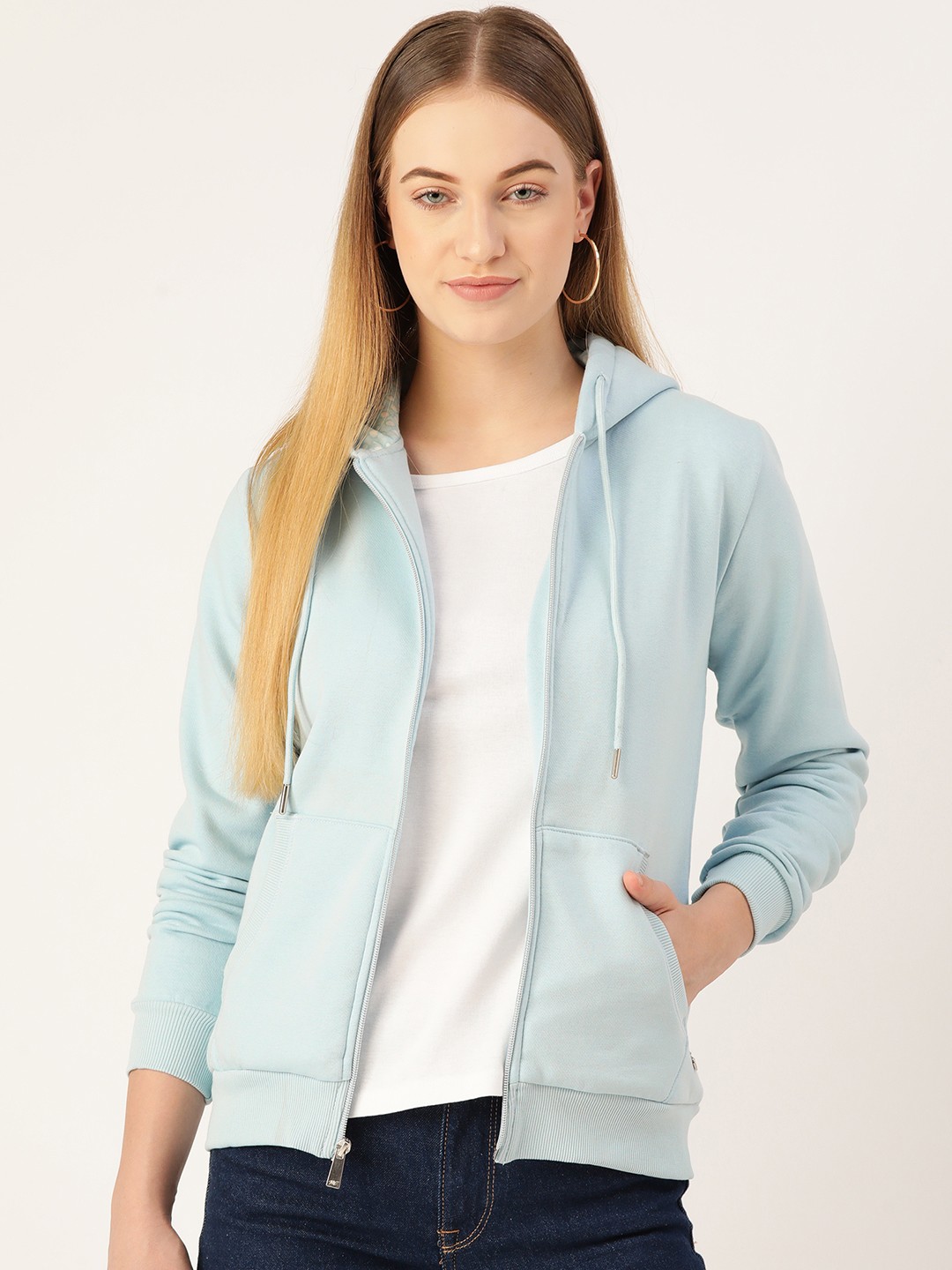 

Monte Carlo Women Blue Hooded Front-Open Sweatshirt