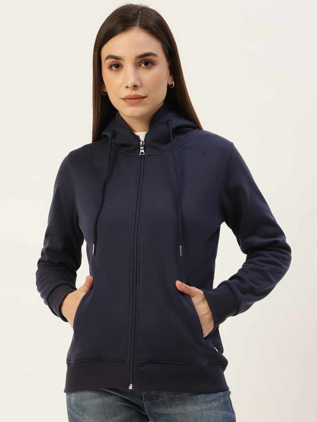 

Monte Carlo Women Navy Blue Solid Hooded Sweatshirt