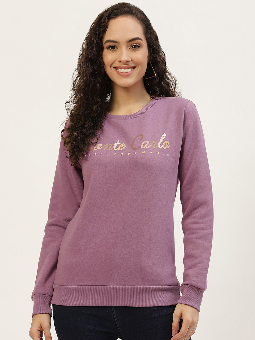 

Monte Carlo Women Lavender Printed Sweatshirt
