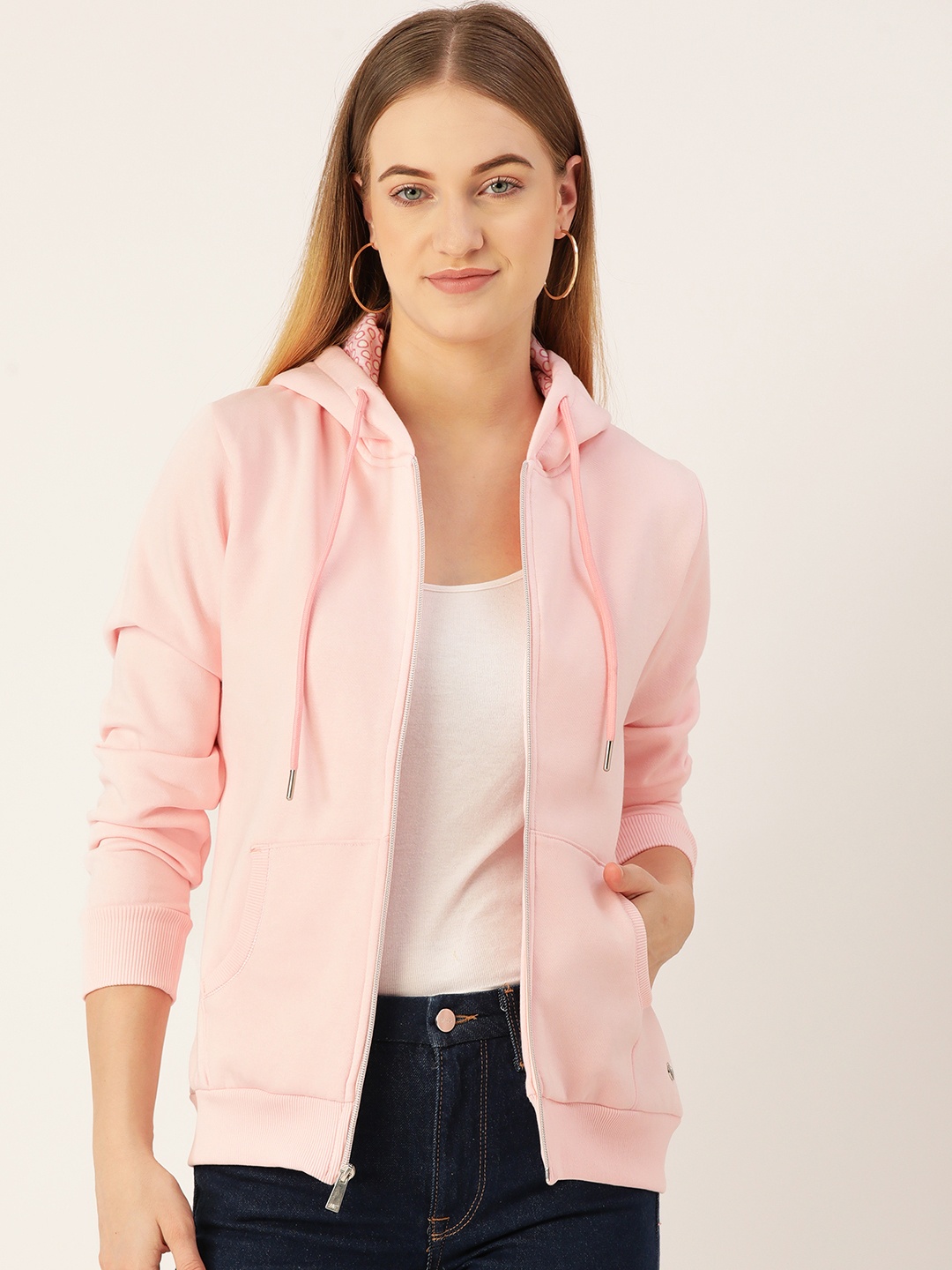 

Monte Carlo Women Pink Hooded Front-Open Sweatshirt