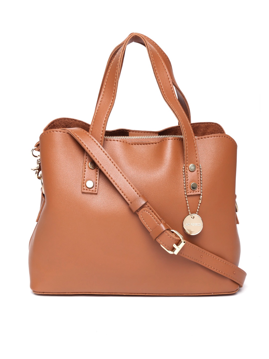 

Lino Perros Brown Solid Handheld Bag with Sling Strap