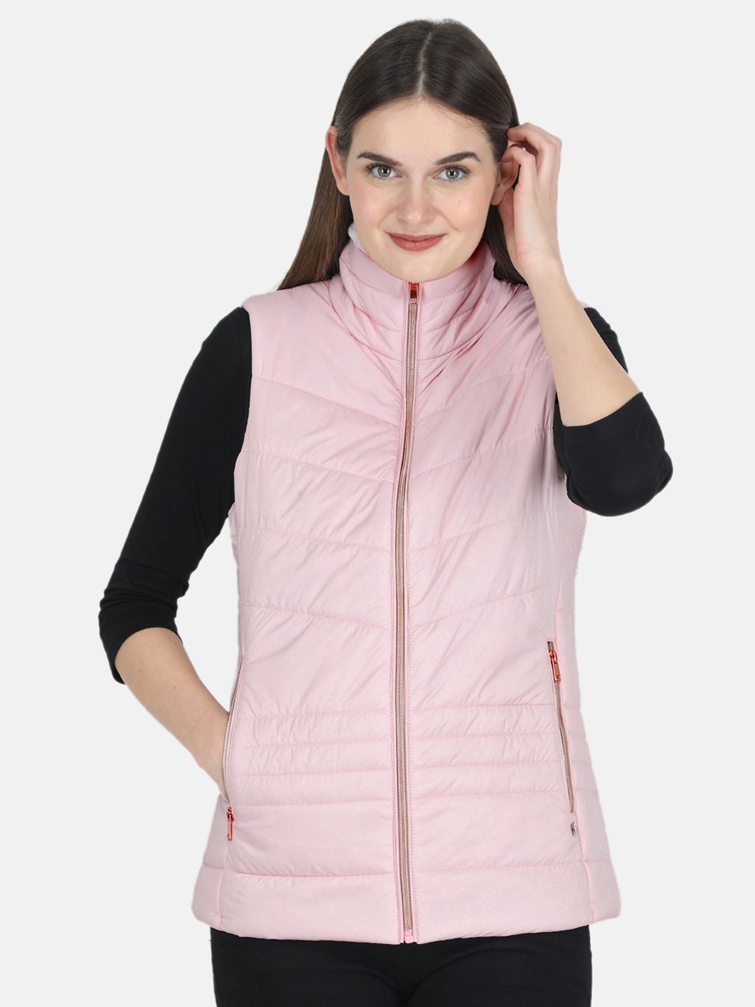 

Monte Carlo Sleeveless Mock Collar Padded Jacket, Pink