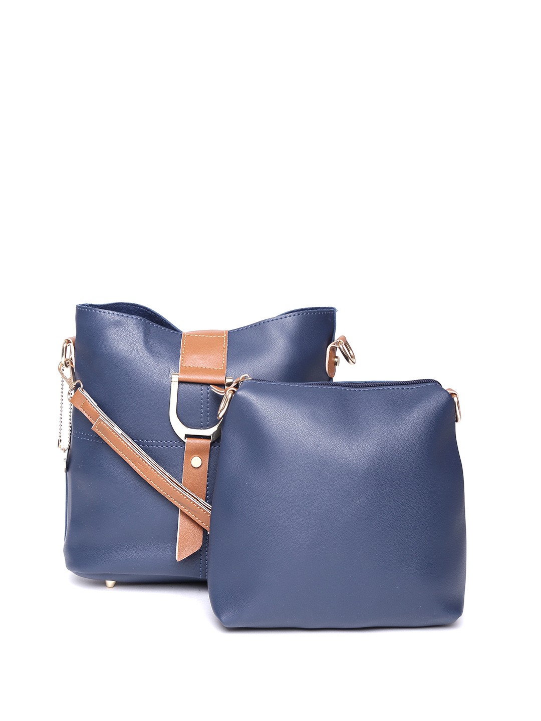 

Lino Perros Navy Solid Sling Bag with Pouch, Navy blue