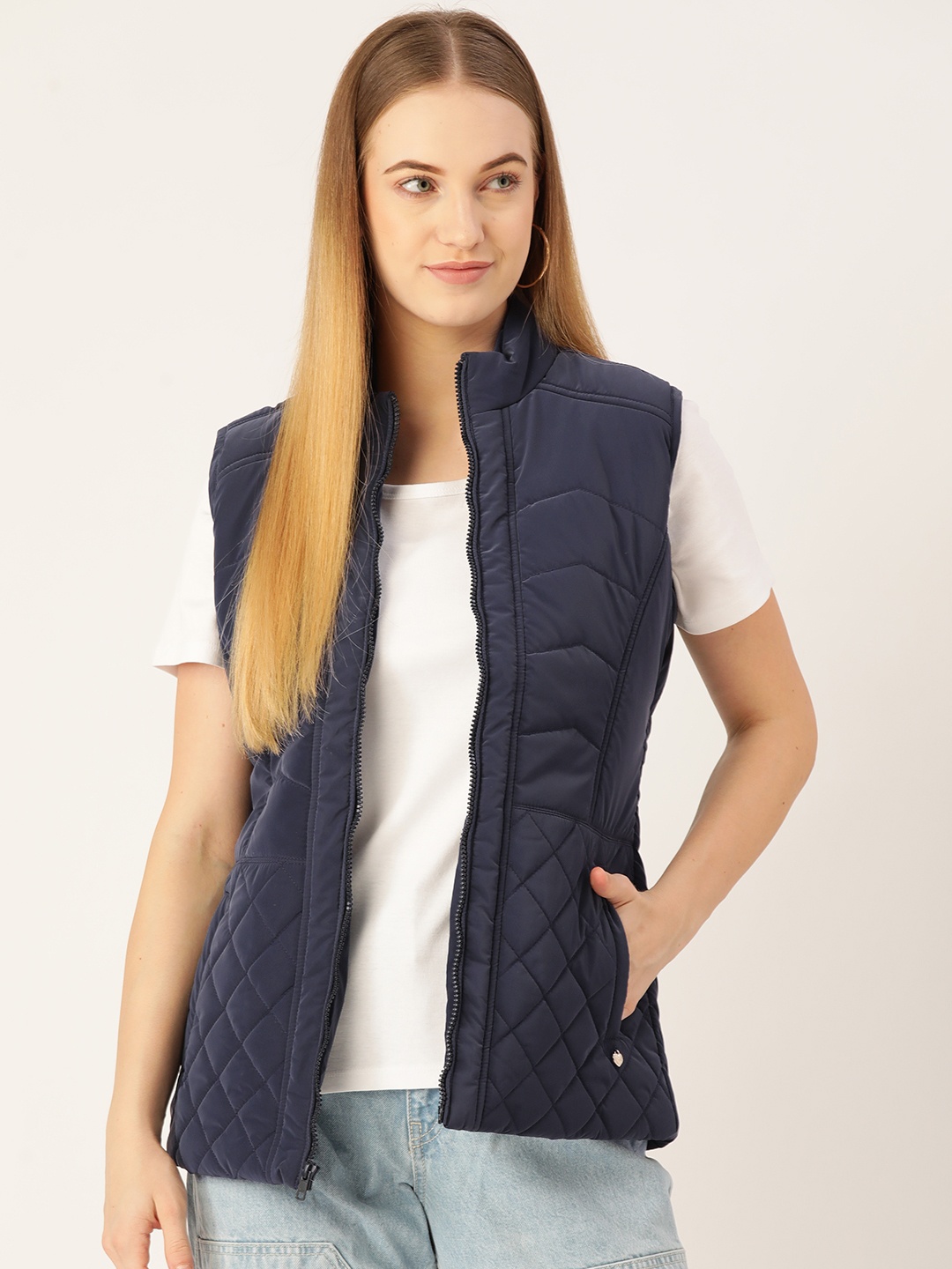 

Monte Carlo Women Navy Blue Solid Padded Jacket