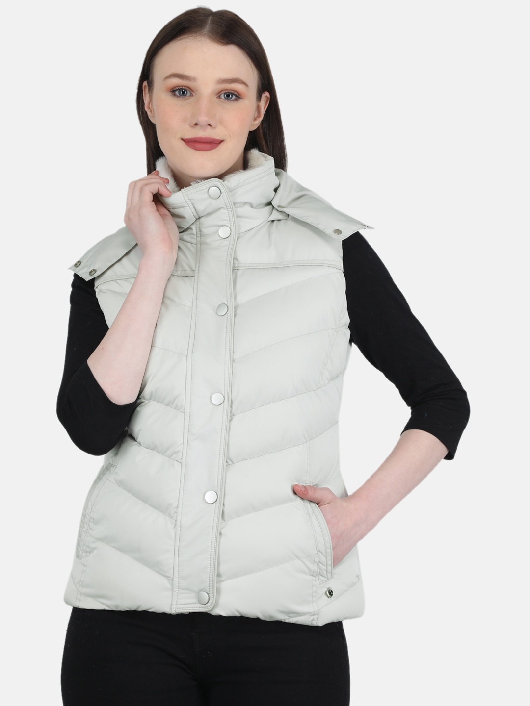 

Monte Carlo Padded Jacket with Detachable Hood, Off white