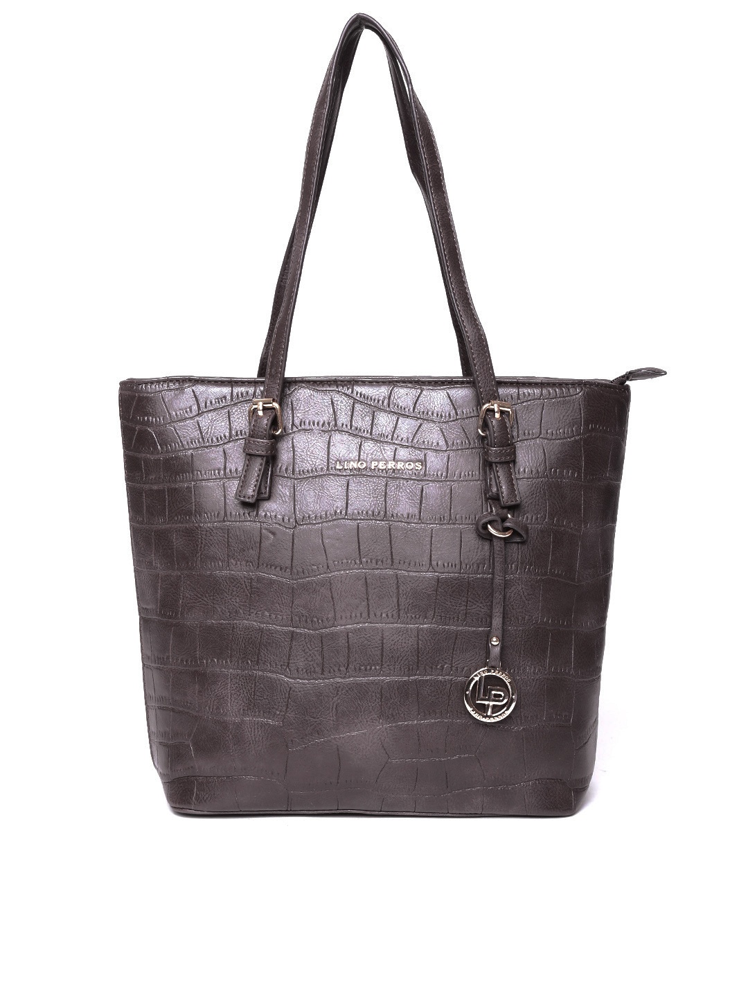 

Lino Perros Brown Croc-Textured Shoulder Bag