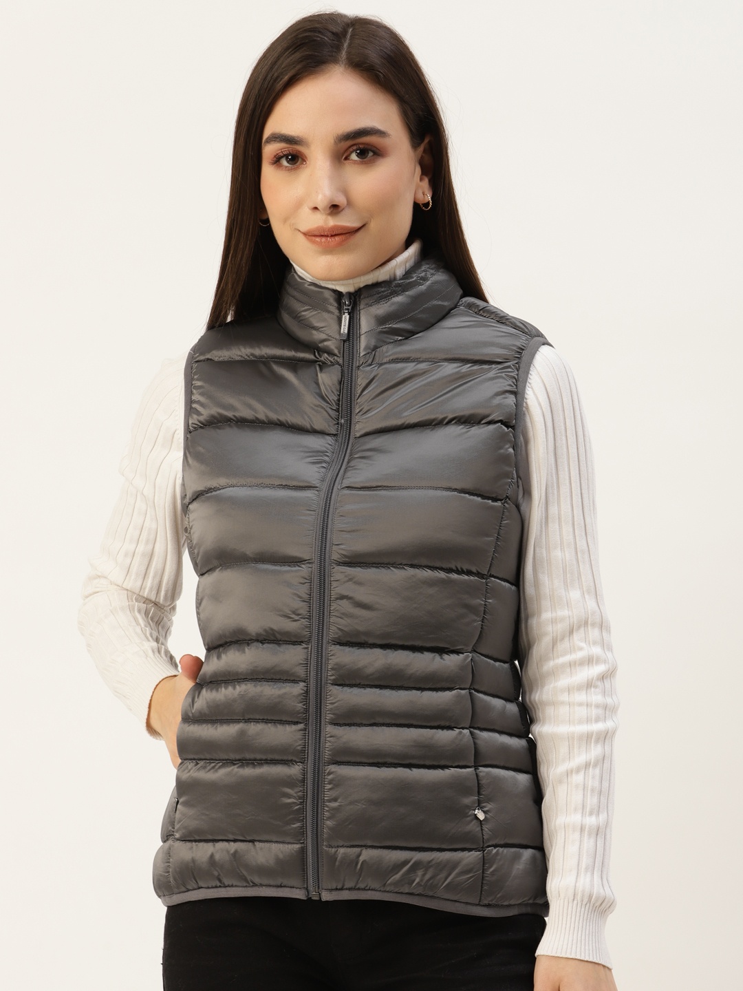 

Monte Carlo Women Grey Solid Padded Jacket