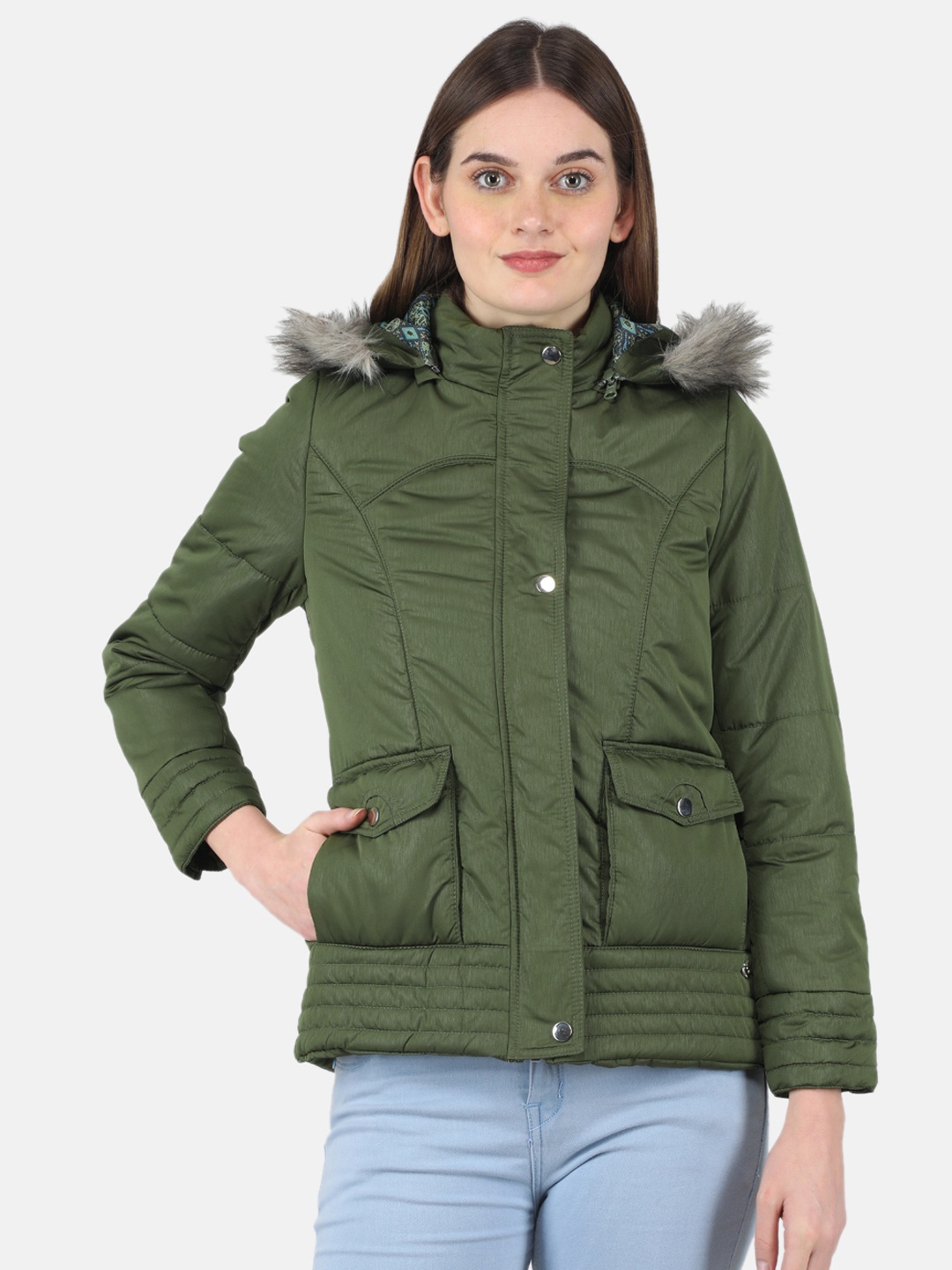 

Monte Carlo Padded Parka Jacket with Detachable Hood, Olive