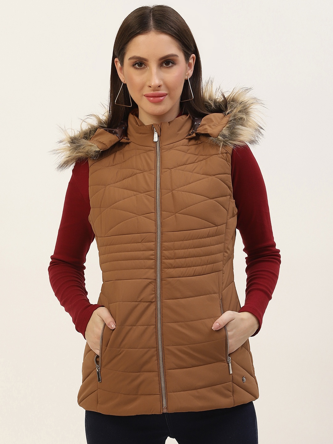 

Monte Carlo Women Brown Solid Parka Jacket