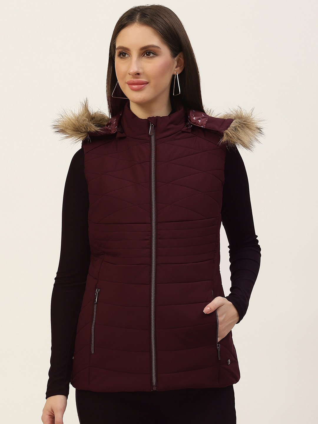 

Monte Carlo Women Burgundy Solid Parka Jacket
