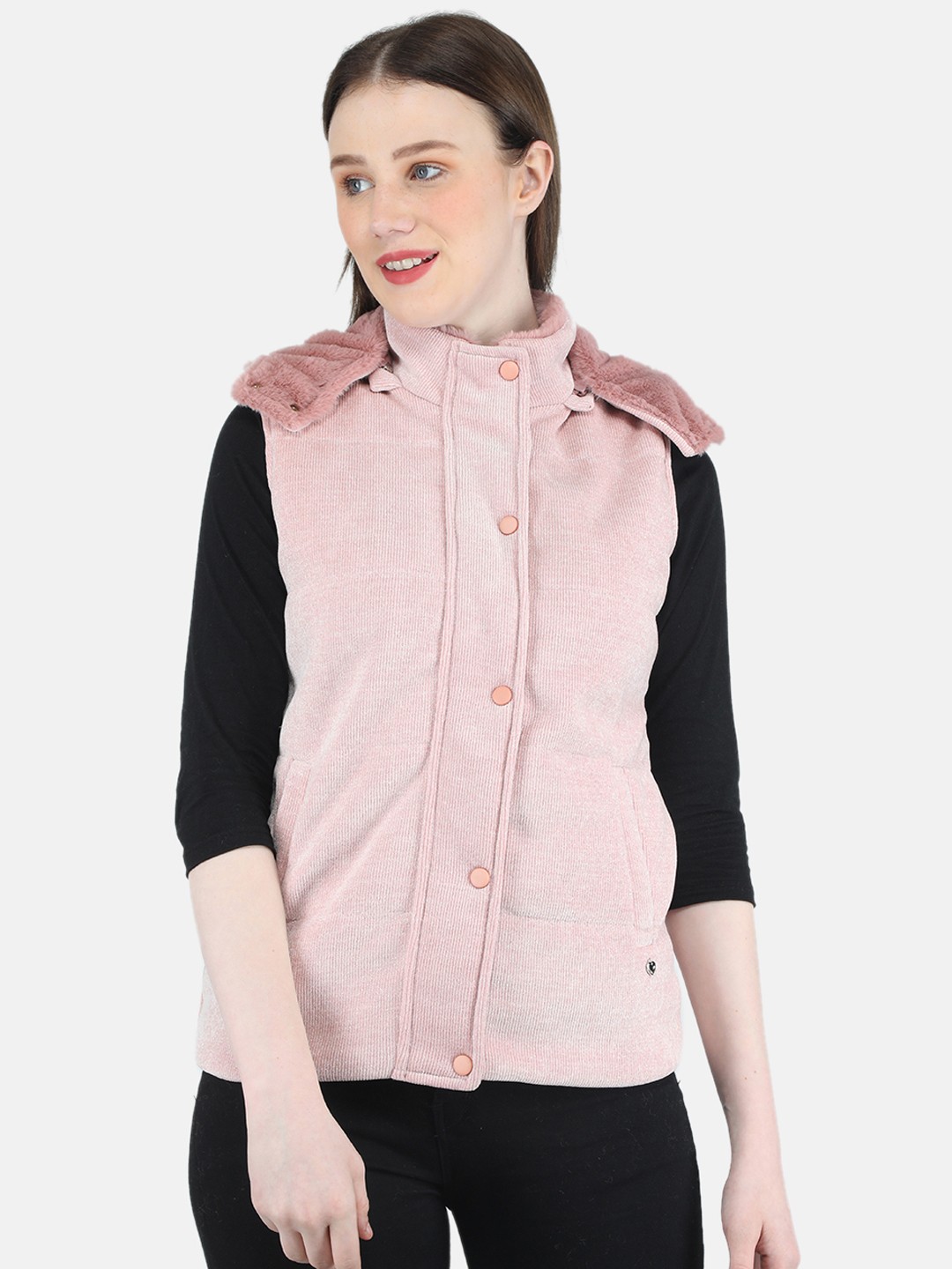 

Monte Carlo Corduroy Hooded Padded Jacket, Pink