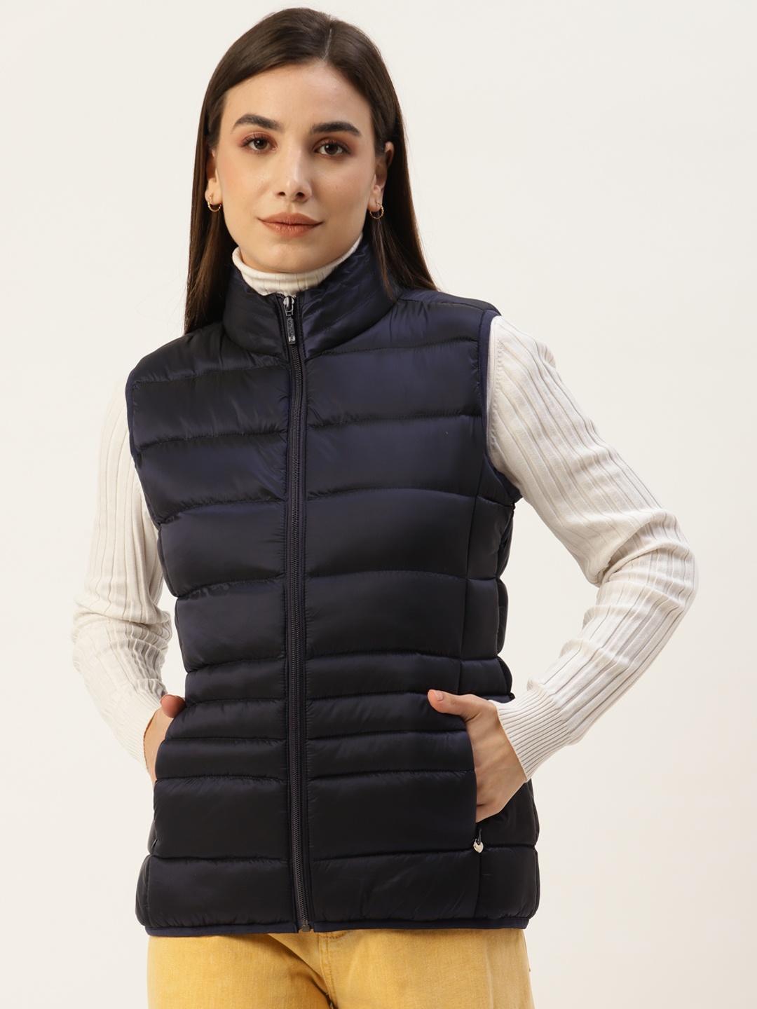 

Monte Carlo Women Navy Blue Solid Padded Jacket