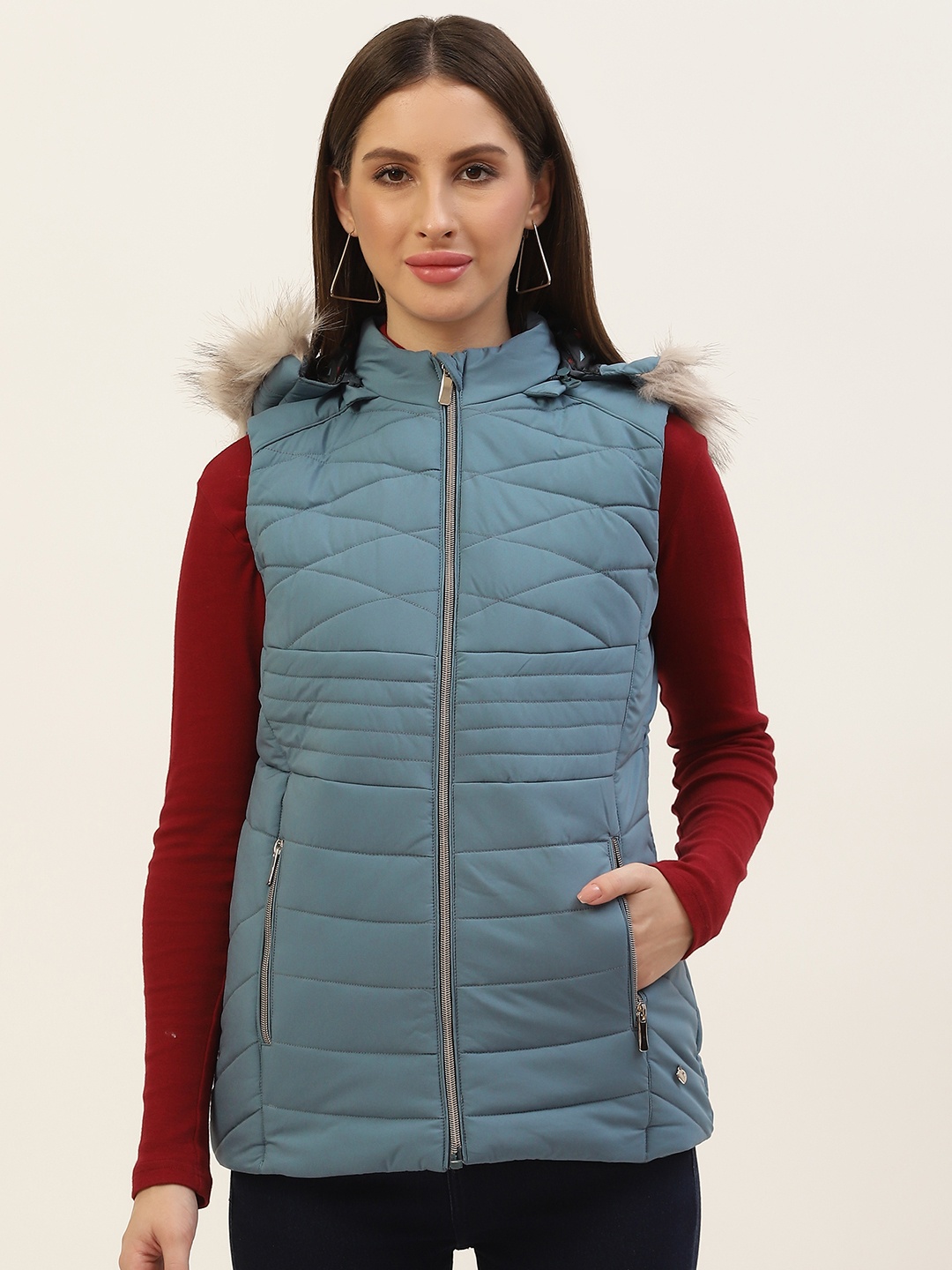 

Monte Carlo Women Blue Solid Parka Jacket
