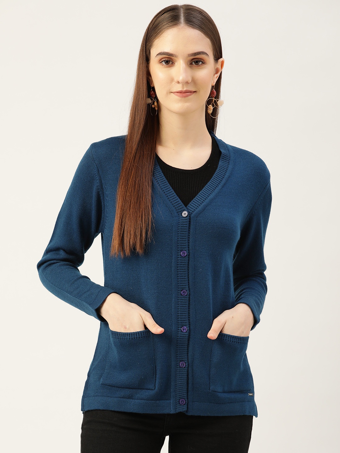 

Monte Carlo Women Navy Blue Solid Cardigan