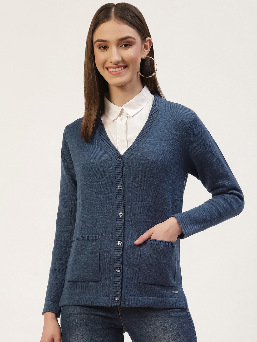 

Monte Carlo Women Blue Solid Sweater