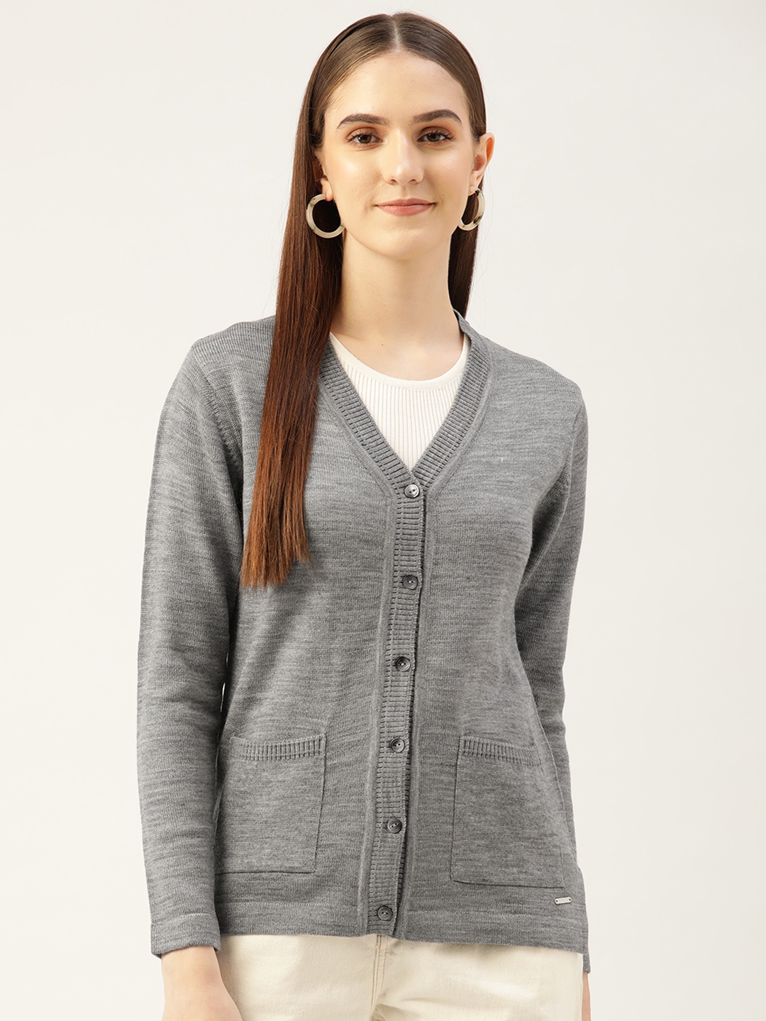 

Monte Carlo Women Grey Melange Solid Cardigan