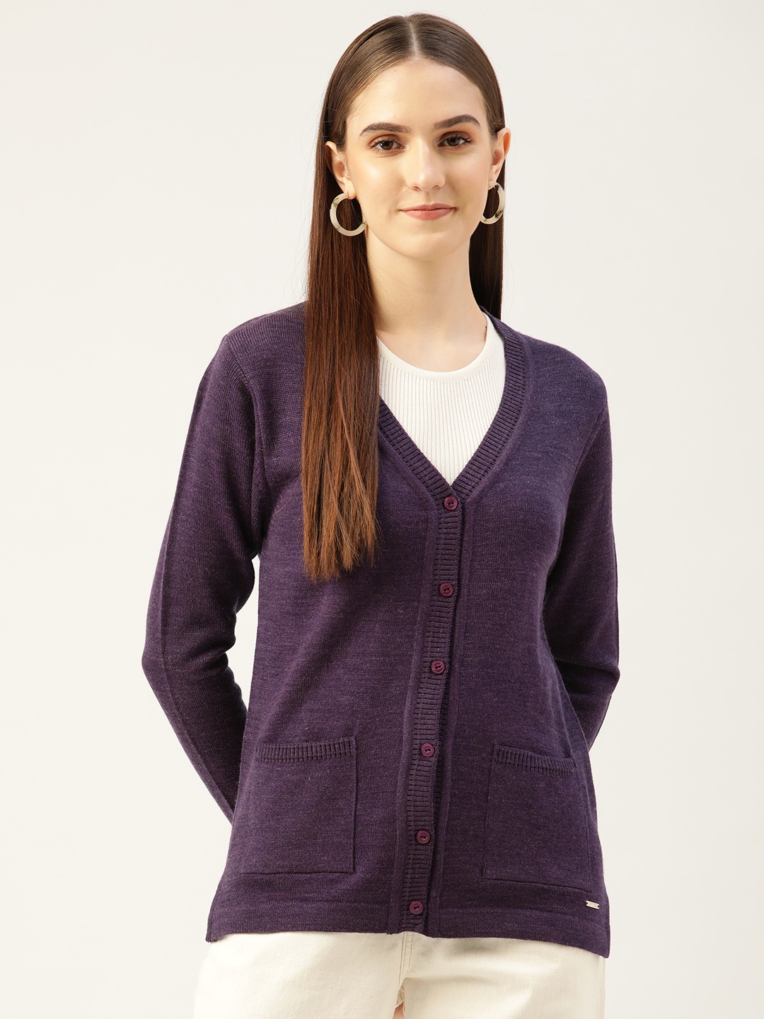 

Monte Carlo Women Purple Solid Cardigan