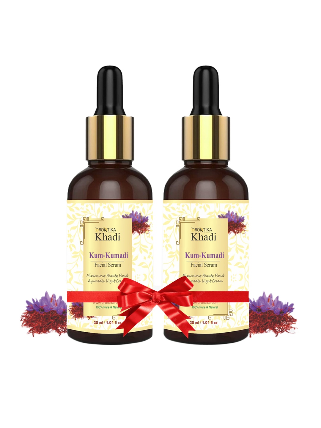 

DRONTIKA Set of 2 Pure & Natural Khadi Hydrating Kum-Kumadi Facial Serum - 30 ml Each, Beige