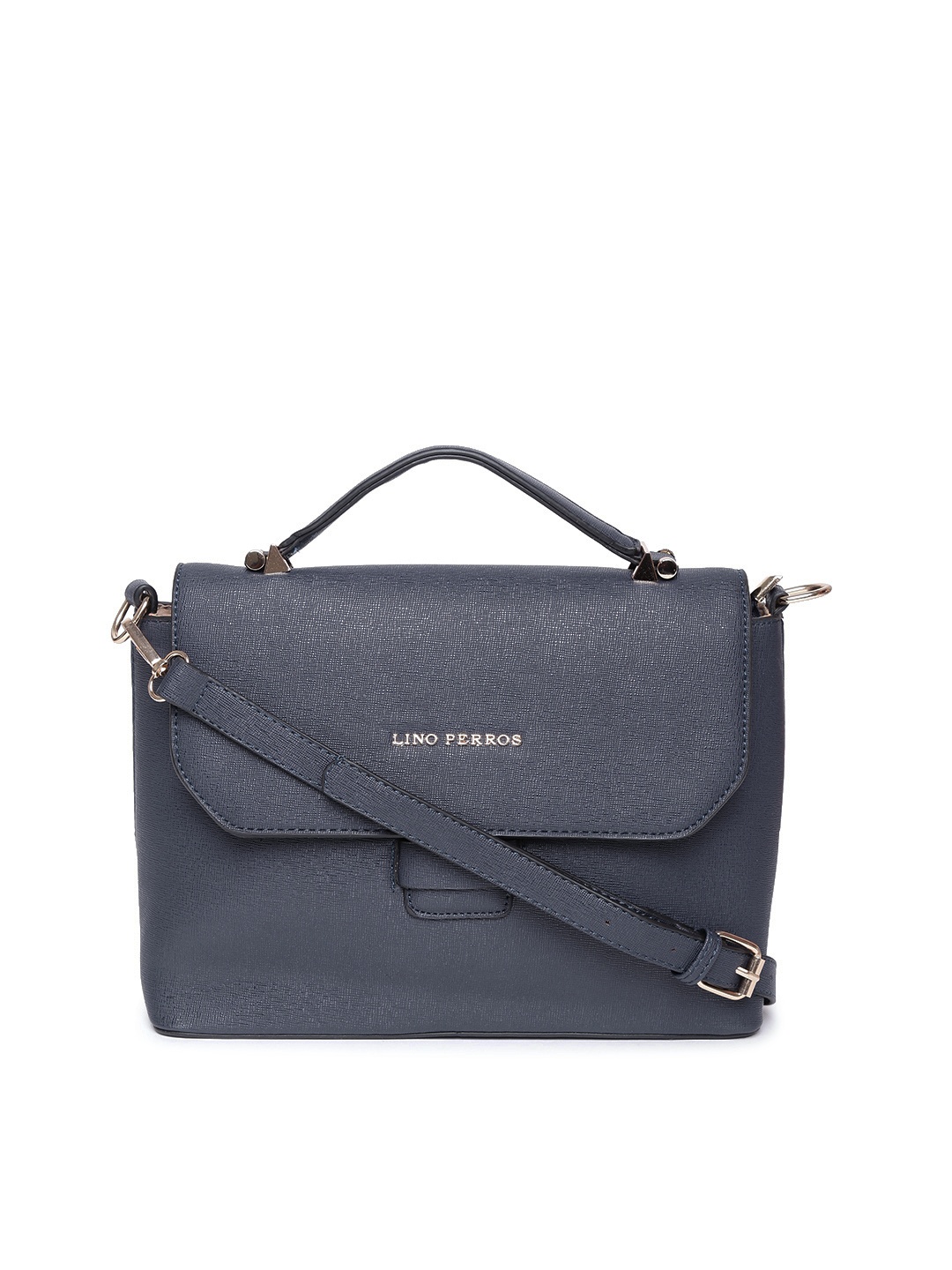 

Lino Perros Navy Blue Solid Satchel with Sling Strap