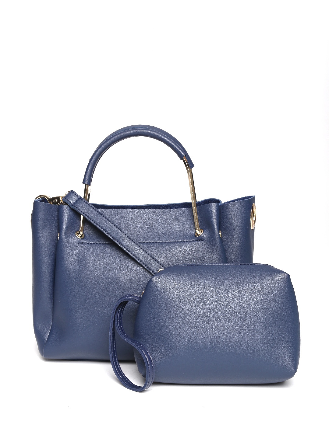 

Lino Perros Navy Solid Handheld Bag with Pouch, Navy blue