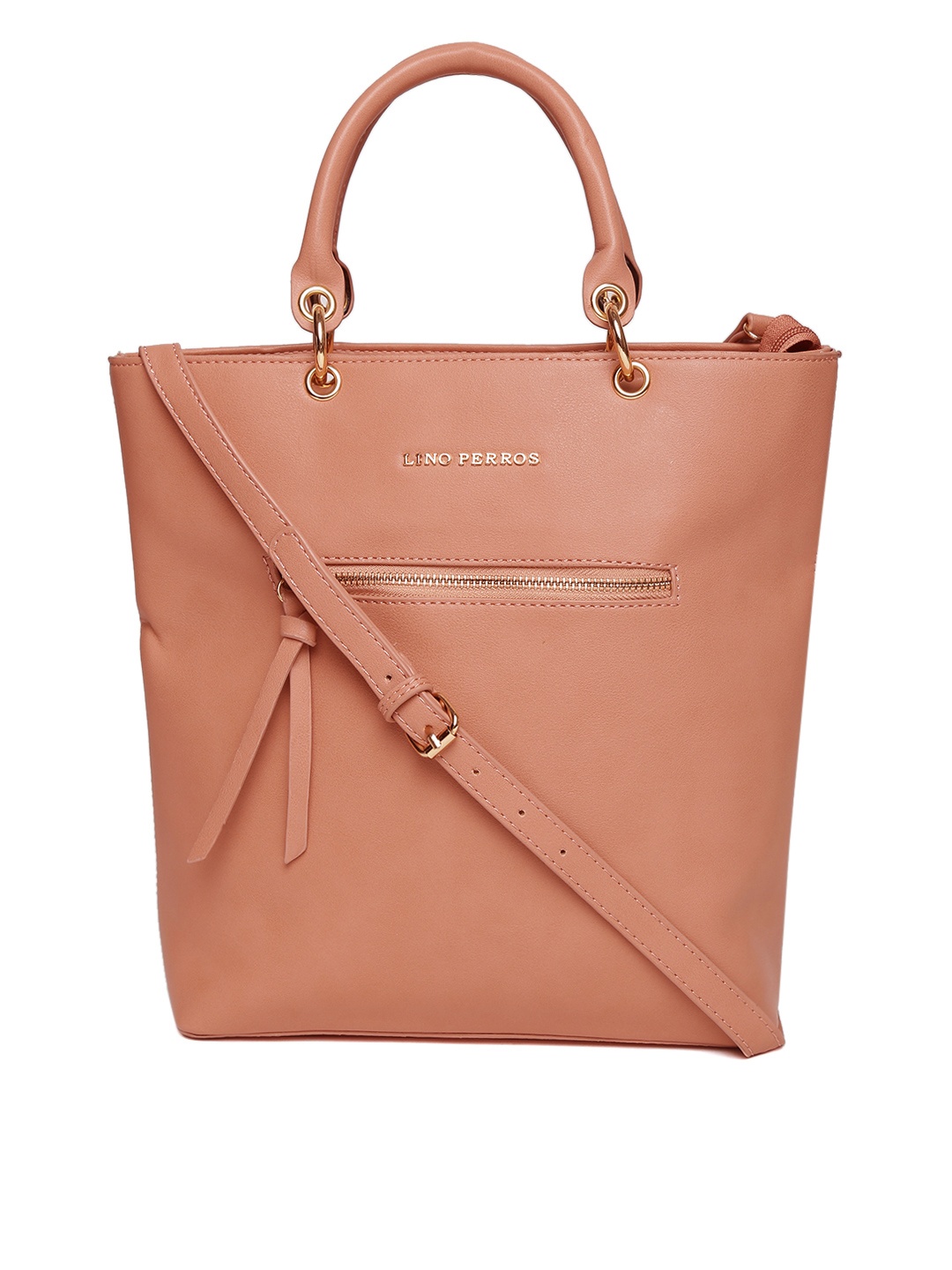 

Lino Perros Dusty Pink Solid Handheld Bag with Sling Strap