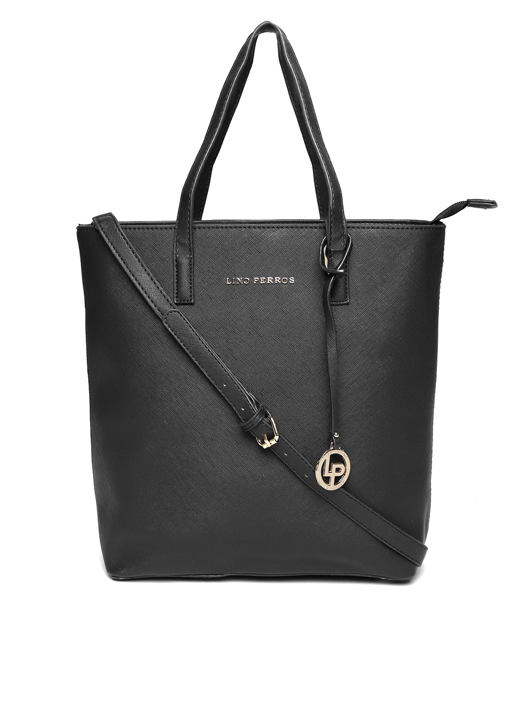 

Lino Perros Black Oversized Handheld Bag with Sling Strap