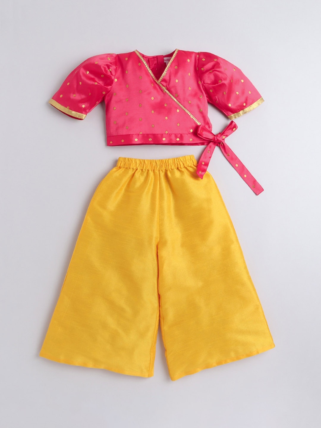 

taffykids Girls Yellow & Pink Printed Top with Palazzos