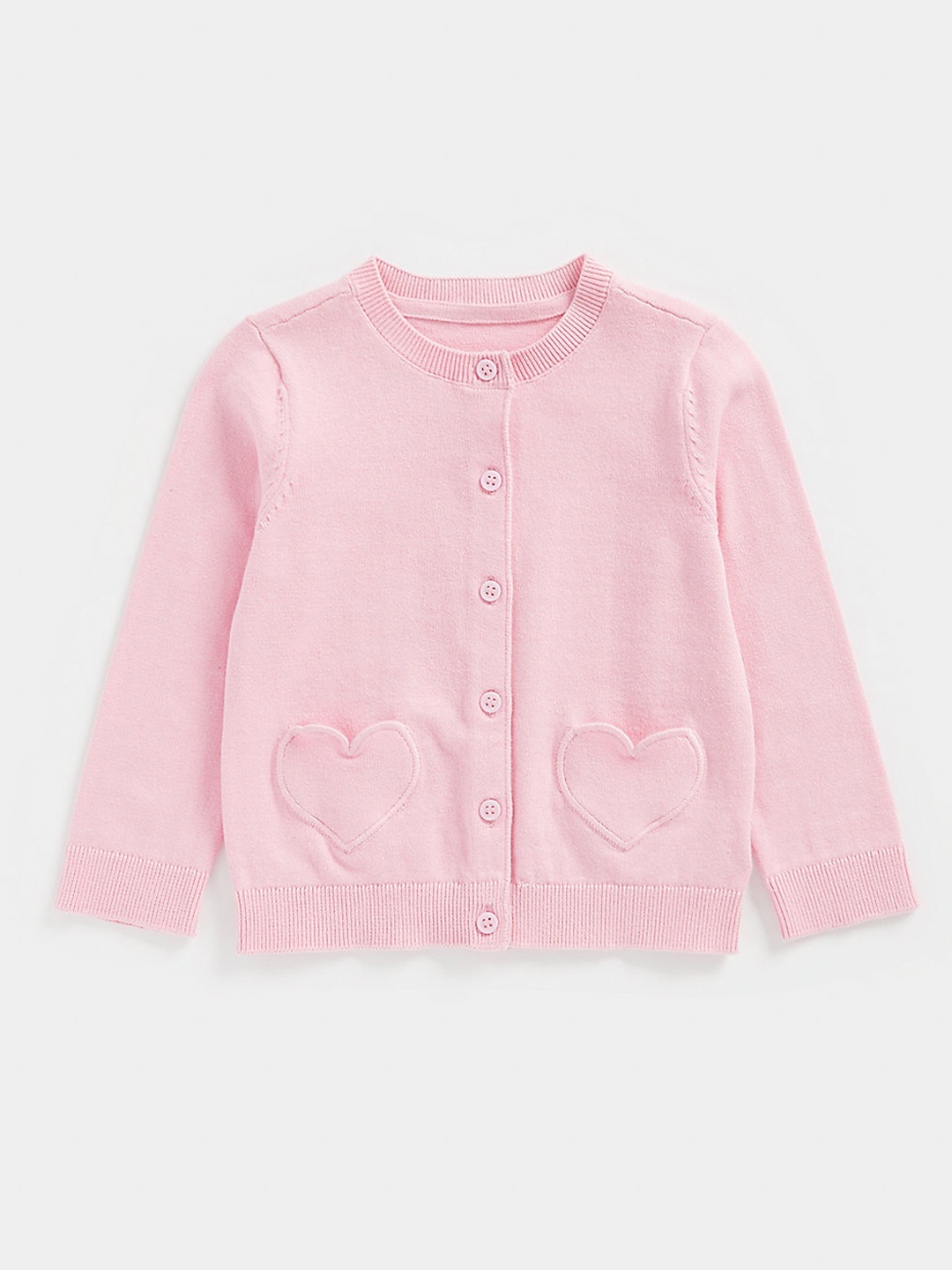 

mothercare Infant Girls Pink Heart Shaped Pockets Cardigan