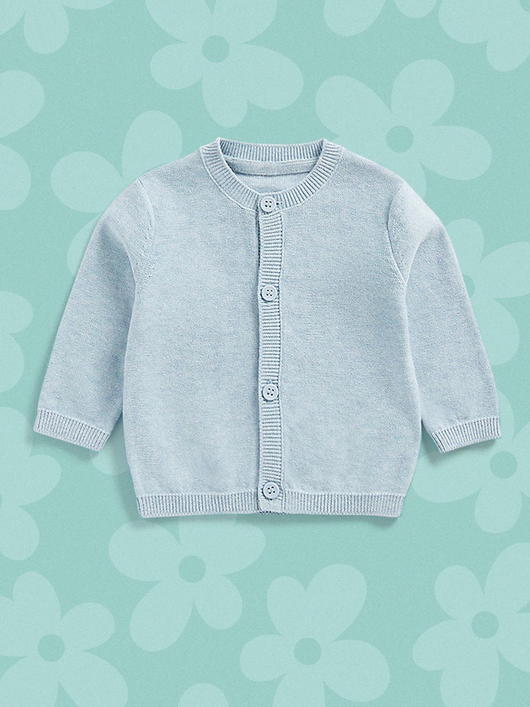 

mothercare Boys Blue Solid Organic Cotton Front-Open Cardigan