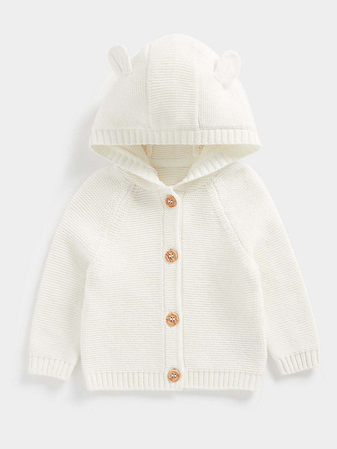 

mothercare Kids Cream-Coloured 3D Hooded Organic Cotton Cardigan