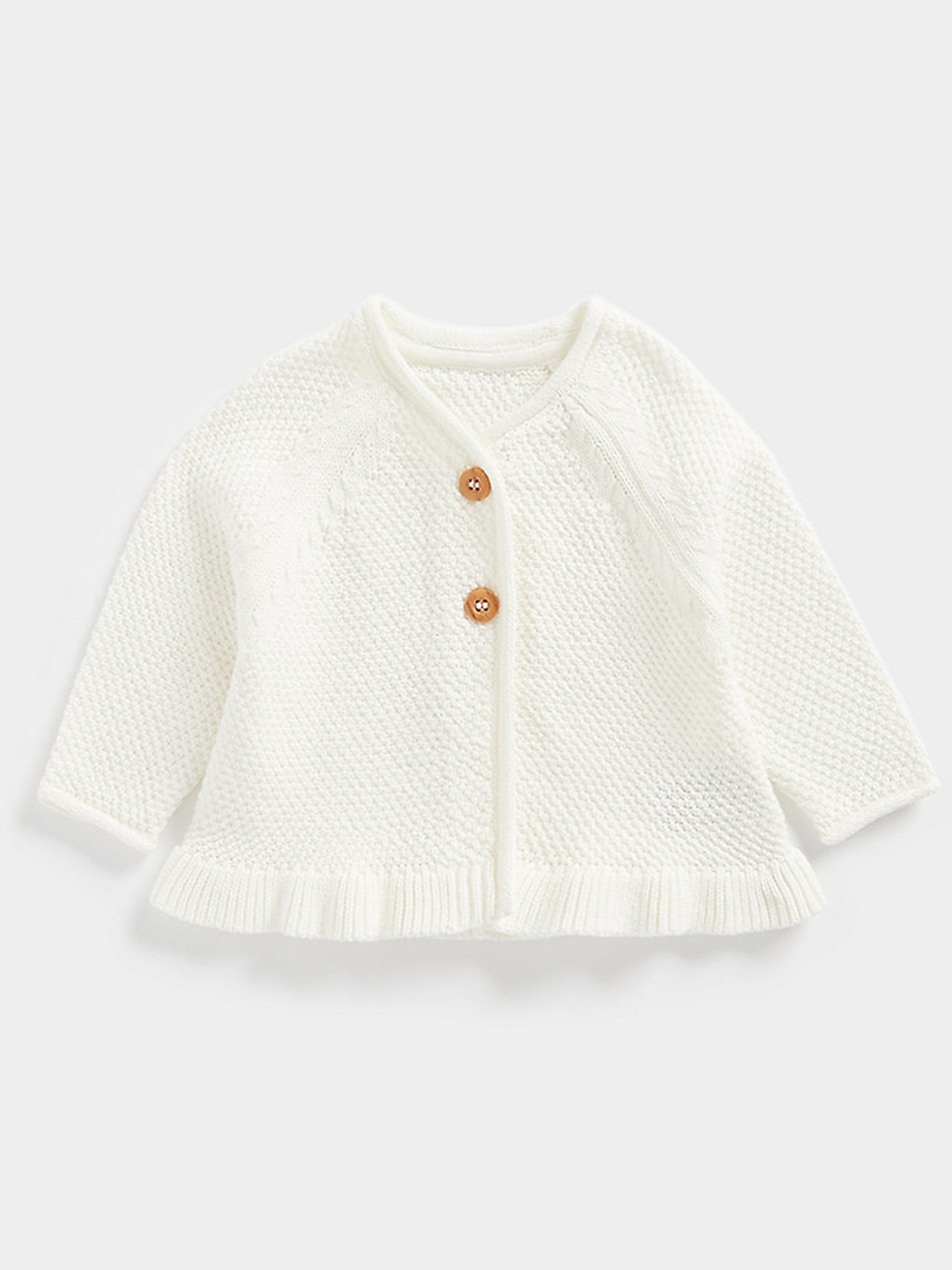 

mothercare Infant Girls White Organic Cotton Knitted Cardigan