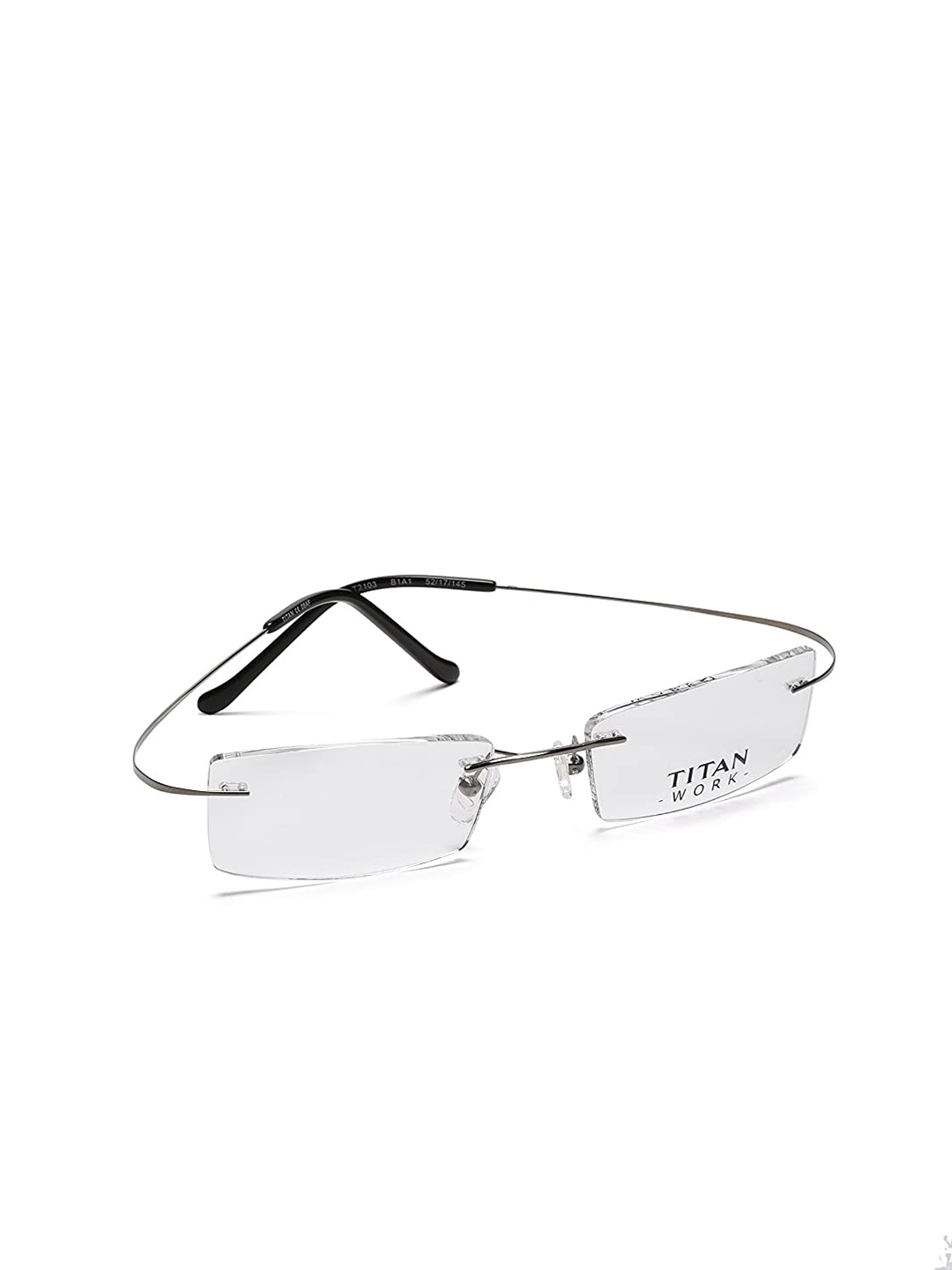 

Titan Unisex Silver-Toned & Black Rimless Rectangle Frames T2103B1A1