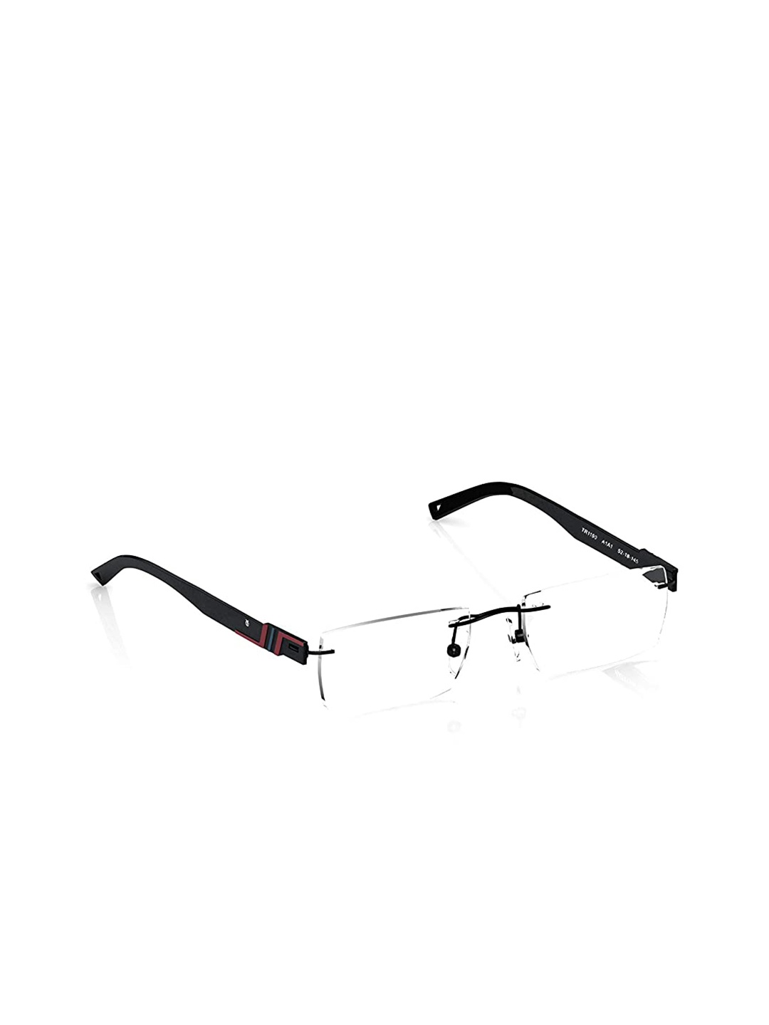 

Titan Unisex Black & Maroon Rimless Rectangle Frames